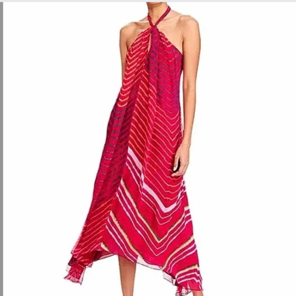POLO RALPH LAUREN Pink Silk Summer Halter Dress Gorgeous Dyed Maxi Barbie SZ-10 - Picture 14 of 14